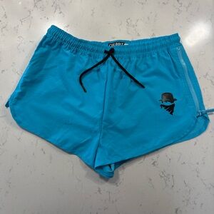 Culprit Women's Large Swim Shorts - Blue Zip Sides Drawstring